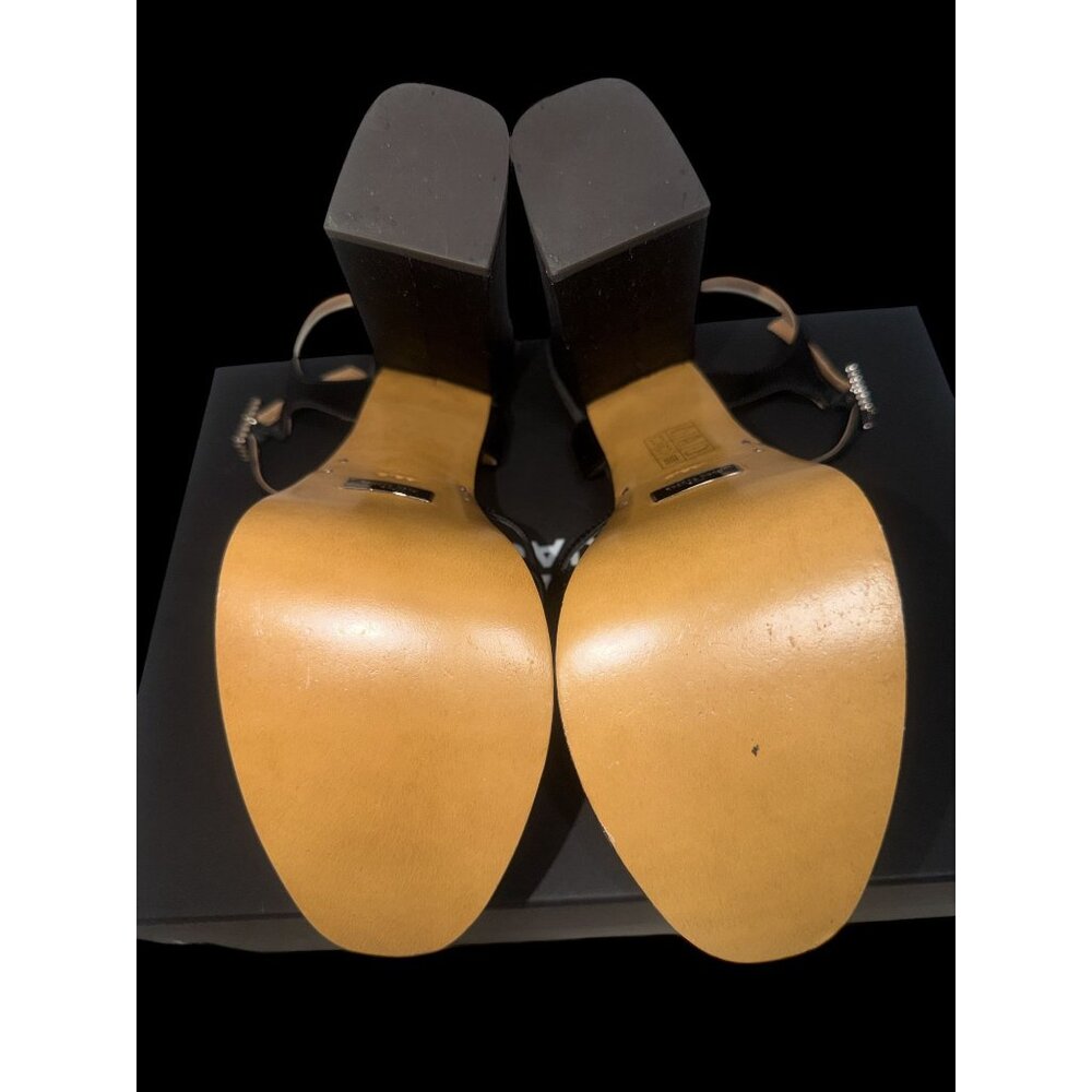 Marc Jacobs The Gram Sandal Women 8.5 Black Satin Formal Heel Platform Prom Open - Picture 9 of 12